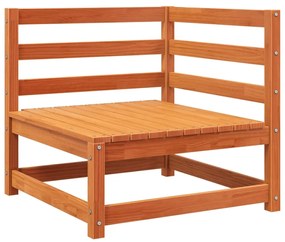 7 pcs conjunto sofás de jardim madeira de pinho castanho cera