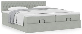 Estrutura cama otomana colchões 160x200cm veludo cinzento claro