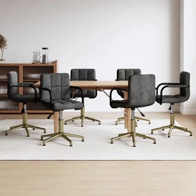 vidaXL Cadeiras de jantar giratórias 6 pcs veludo cinzento-escuro