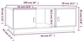 Mesa de centro 100x50x35 cm madeira de pinho maciça preto