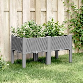 vidaXL Vaso/floreira de jardim c/ pernas 80x40x42 cm PP cinzento-claro