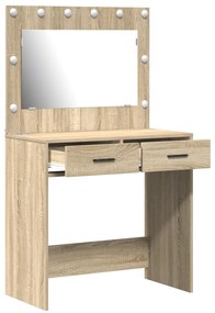 Mesa de Maquilhagem com Luzes LED Carvalho Sonoma 78.5x41x135 cm