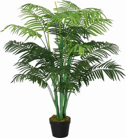 Outsunny Palmeira Artificial 125 cm Grande Palmeira Artificial com 18 Folhas em Vaso para Sala de Estar Varanda | Aosom Portugal
