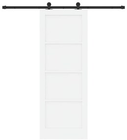 Porta Deslizante vidaXL com Conjunto de Ferragens Branca 78x211 cm Mad