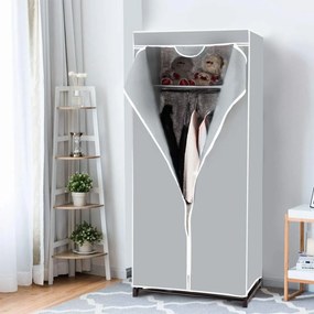 Roupeiro Guarda roupa de Pano Dobrável com Organizador de Roupa com varão 75x50x170cm Cinzento