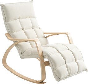 Cadeira de baloiço estofada, cadeira relaxante com braços e estrutura em aço, para sala de estar, quarto, cor creme