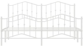 Estrutura de cama com cabeceira e pés 180x200 cm metal branco
