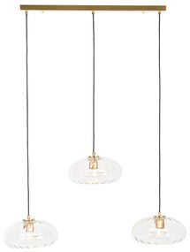 Candeeiro suspenso dourado com vidro alongado 3 luzes - Ayesha Art Deco