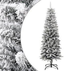 vidaXL Árvore de Natal artificial fina com neve PVC e PE 150 cm