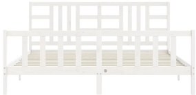 Cama sem colchão 200x200 cm madeira de pinho maciça branco
