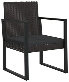 3 pcs conjunto lounge de jardim c/ almofadões vime PE preto