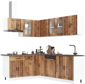 vidaXL 11 peças armário de cozinha conjunto Lucca madeira velha