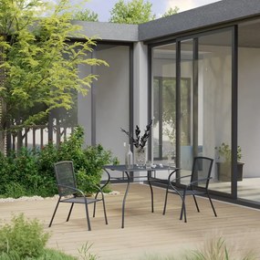 3074484 vidaXL 3 pcs conjunto de jantar para jardim aço antracite