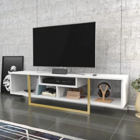 Móvel TV Asal – Branco e Dourado – 150x35,2x40 cm