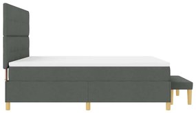Cama Box Spring com Colchão e Banco Cinza Escuro 180x200 cm Tecido