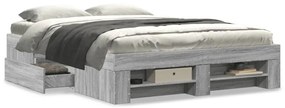 Estrutura cama 140x190 cm derivados de madeira cinzento sonoma