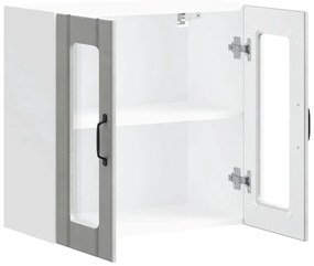 Armário de parede de cozinha porta vidro Lucca cinza cimento