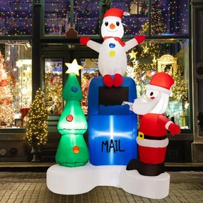 Insuflável de Natal Caixa de correio iluminada, Pai Natal, Boneco de neve e Árvore de Natal com luzes LED  112 x 95 x 185 cm