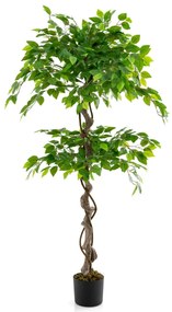 Planta artificial de 150 cm com vaso 882 folhas Tronco realista Vaso realista Interior Exterior Verde