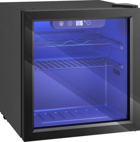 HOMCOM Vinoteca 12 Garrafas Frigorífico para Vinhos com Capacidade de 36 L Temperatura Ajustável 4-16℃ Porta de Vidro Luz LED Preto | Aosom Portugal