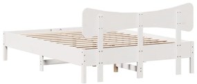 Cama sem colchão 140x200 cm madeira de pinho maciça branco