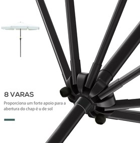 Chapéu de Sol de Jardim Ø266x250 cm Proteção UV50+ Chapéu de Sol de Al