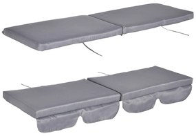 Conjunto de 2 Almofadas para Baloiço Almofada de Assento e Encosto de 3 Lugares 162x47x7 cm  Cinza
