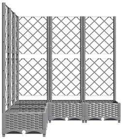 Vaso/floreira jardim c/ treliça 120x120x121,5 cm PP cinza-claro