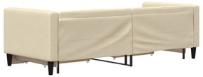Sofá-cama com gavetão e gavetas 80x200 cm tecido cor creme