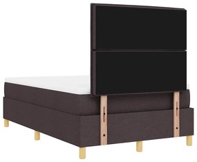 Cama Box com Colchão Castanho Escuro Cama Pequena de Tecido
