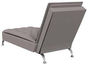 Chaise lounge de massagem com rolo tecido cinza-acastanhado