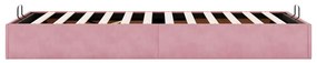 Otomano Bed Frame No Colchão Rosa 100x200 cm Veludo