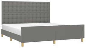 Estrutura de cama sem colchão 160x200 cm tecido cinzento-escuro