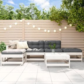 vidaXL 6pcs conjunto lounge jardim c/ almofadões madeira maciça branco