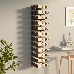 Garrafeira de parede para 36 garrafas ferro dourado