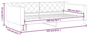 Sofá-cama 100x200 cm tecido cinzento-acastanhado
