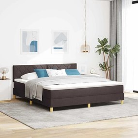vidaXL Cama Box com colchão Marrom Escuro 180 x 200 cm tecido