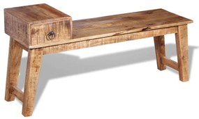 Banco com gaveta madeira de mangueira maciça 120x36x60 cm