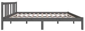 Estrutura de cama 140x200 cm madeira maciça cinzento