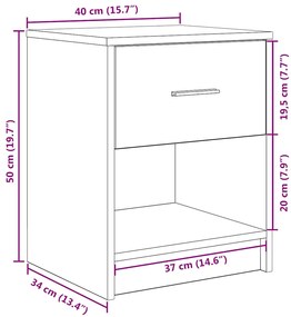 Mesas de cabeceira 2 pcs com gaveta 40x34x50 cm preto