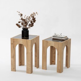 Conjunto de Mesas de Café Seine – Cinzento Escuro e Carvalho – 35x50 c