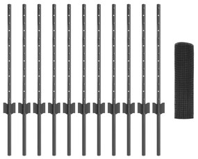 Conjunto de Cerca de Jardim Conjunto de 2 Cinza Metal Grande
