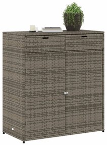 Armário de arrumação para jardim 105x55x113 cm vime PE cinzento
