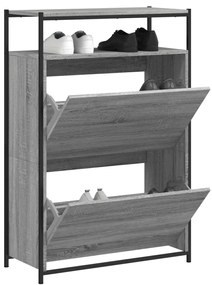 vidaXL Sapateira 75x34x112 cm derivados de madeira cinzento sonoma