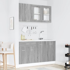 Conjunto de Armários de Cozinha 4 Peças Cinza Sonoma Madeira Engenheir