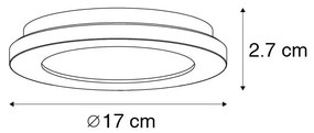 Candeeiro de tecto preto 17 cm com LED 3 níveis regulável IP44 - Steve Moderno