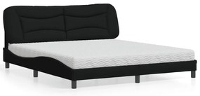 vidaXL Cama com colchão 180x200 cm tecido preto