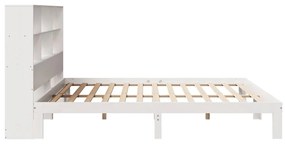 Cama com estante sem colchão 180x200 cm pinho maciço branco