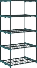 Suporte para Plantas de 5 Níveis, Estante de Aço com Prateleiras de Rede, 67x49x138 cm, Verde Escuro