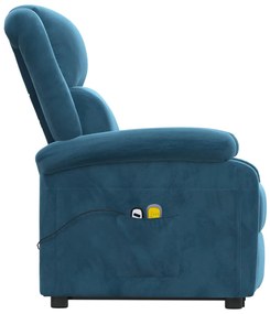 Poltrona elevatória de massagens veludo azul